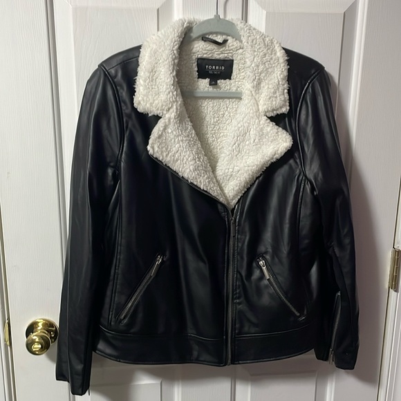 torrid Jackets & Blazers - Faux Leather jacket with Sherpa lining